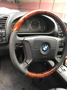 Wood steering wheel leather steering wheel BMW E34 E36 E38 Z3 airbag-steering wheel wood-walnut - Picture 1 of 17