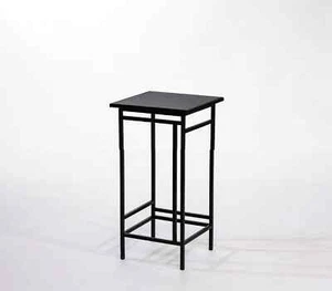 Ironwerks by Jim Quinn The Intrepid 25" Steel Table, Style 2, Black Marble Top - Picture 1 of 2