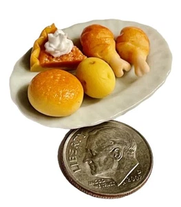 Mini comida miniatura para casa de muñecas Barbi cena de Acción de Gracias pavo pequeño lote 👻🧲 6 piezas - Imagen 1 de 12