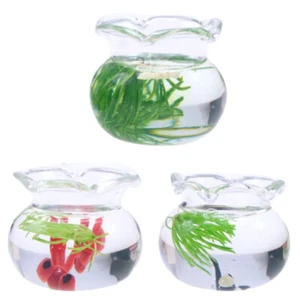 3pcs Miniature Fish Bowl Doll House Fish Tank Miniature Glass Goldfish Tank - Picture 1 of 12