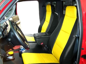 FORD RANGER 2006-2009 BLACK/YELLOW VINYL CUSTOM FIT FRONT SEAT & CONSOLE COVER - Picture 1 of 4