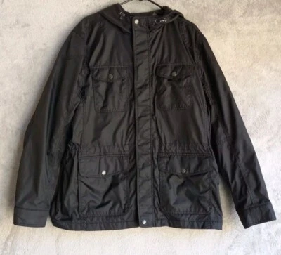 Dockers Jacket Men's XL Hooded Parka Fleece Lined Zip Snap Black - Image 1 of 4