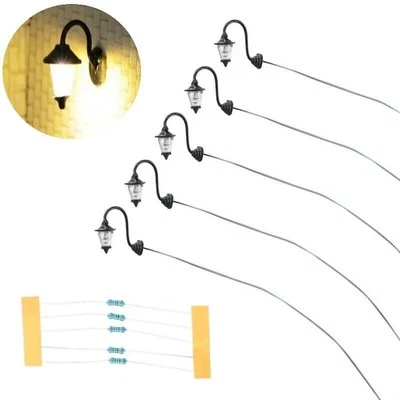 LED Wandlampen H0 Wandleuchten Laterne Leuchte Straßenlampen Häuser 5 Stück S855 - Bild 1 von 4