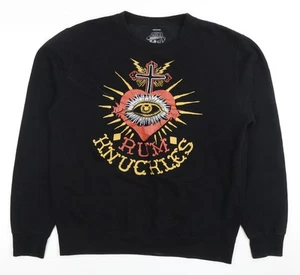 Felpa Pullover Rum Knuckles Uomo Nera Media Grafica - Foto 1 di 12