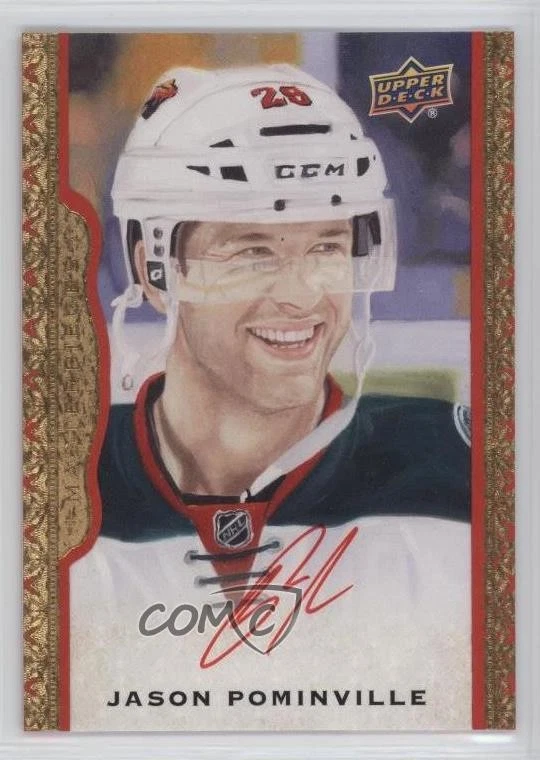 2014-15 Upper Deck Masterpieces Red Framed Auto /30 Jason Pominville #17 Auto - Image 1 of 2