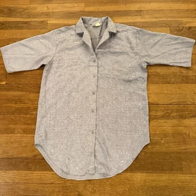 So What! light blue 1/2 sleeve button down pajama shirt top size medium M b65 - Image 1 of 4