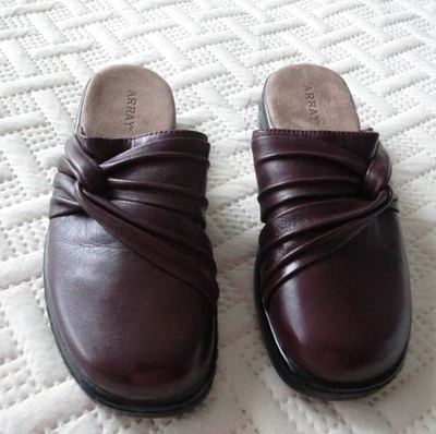 Zapatos cómodos Array de cuero borgoña sin cordones para mujer zuecos de 6,5 M NUEVO Foto 1 de 4