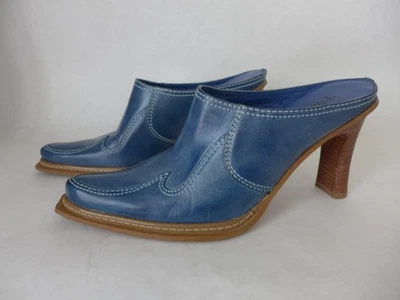 Zapato DOS LABIOS Talla 7M Cuero Azul Western Mules Punta ELENA Hecho en Brasil Foto 1 de 4