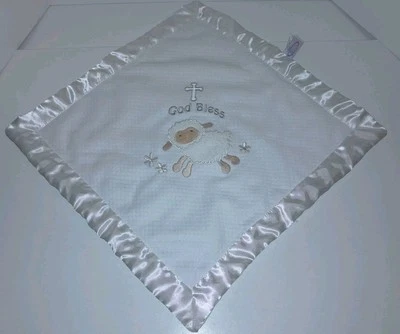 ¡Nuevo! Manta de seguridad satinada de cordero Baby God Bless 15 X 16 pulgadas Lovey Mary Meyer Foto 1 de 4