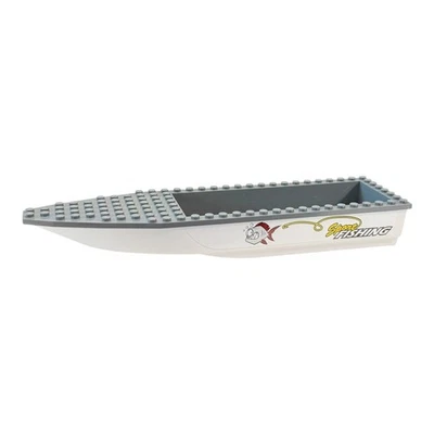 Lego Boat Hull White Deck Gray Fish Sport Fishing 60147 - 92710c01pb04 - 28x8x3 - Image 1 of 4
