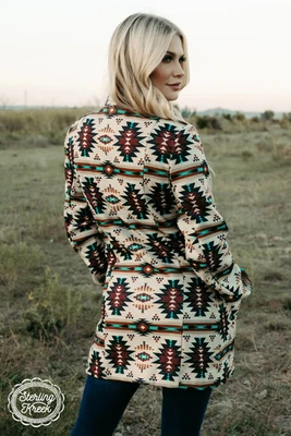 NUEVO CON ETIQUETAS Chaqueta Boutique Sterling Kreek Western Estampado Concho Azteca Las Cruces 2X Foto 1 de 4