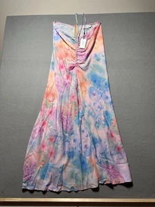 NEW RESA Kristina Mesh Strapless Ruched Midi Dress Colorful Floral Size M - Picture 1 of 7