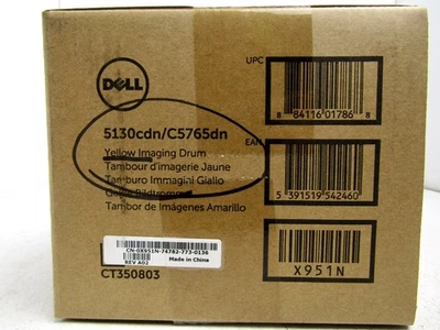 Tambor de imágenes Dell AMARILLO genuino X951N CT350803 5130cdn C5765dn - NUEVO, sellado Foto 1 de 4