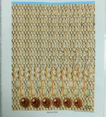 Póster estereograma 3D, jonrón 11x14 vintage 1994 béisbol S. Schutz arte NUEVO Foto 1 de 4