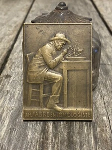 ANTIQUE Scarce France 1911 J.H Fabreentomologistic Bronze Plaque L. Patriarche - Picture 1 of 2