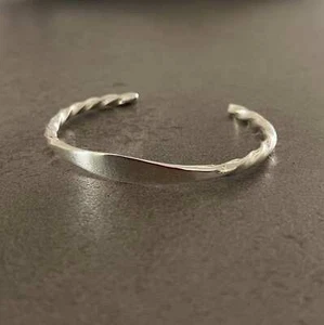 925 Sterling Silver Bangle for Women Minimalist Bracelet Gift Solid Silver Gift - Picture 1 of 4