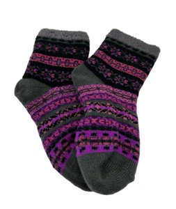 Kid's Thermal Wool Stripe Socks, Grey/Purple/Black - Picture 1 of 2