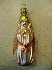 Vintage Praying Angel with Foil Wings Glass Christmas Ornament - Germany