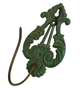 Primitive Antique Vtg Green metal Hook Receipts Wall Hanger Country Farm USA - Picture 1 of 8