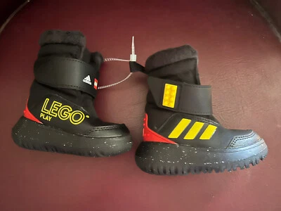 adidas x LEGO® Winterplay Boots Black / Eqt Yellow / Red  4K Boys NEW - Image 1 of 4