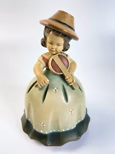Vintage ANRI REUGE Music Box Wooden Girl Playing A Fiddle Plays Lara’s Theme - Picture 1 of 8