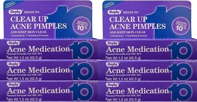 Rugby Acne Medication Gel Benzoyl Peroxide 10% -1.5oz -6 Pack -Exp Date 02-2027 - Image 1 of 2