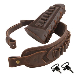 Set in pelle di poggia guance pistola buttstock + imbracatura per .45-70.22MAG 12GA.30-30.308 - Foto 1 di 59