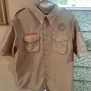 Vented Microfiber Poly Boy Scout BSA UNIFORM SHIRT Mens Large Short Sleeve L14 - Picture 1 of 8