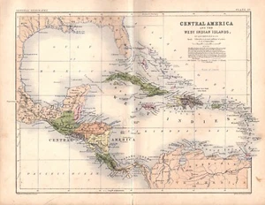 CENTRAL AMERICA and THE WEST INDIAN ISLANDS Original Antique Map Johnston c1840 - Picture 1 of 1