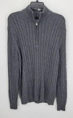 Suéter Izod Para Hombres Gris Medio Pullover Acanalado Tejido Golfista Cremallera Pullover Foto 1 de 4