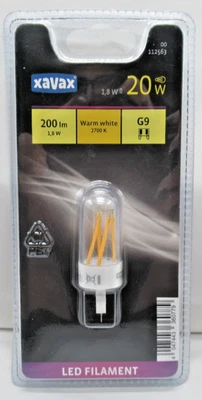 Xavax LED Filament G9 1,8W=20W 200lm Warmweiß 2700K 360779 - Bild 1 von 3