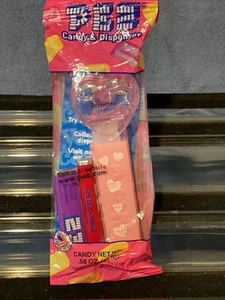 Pez Valentine Crystal Pink Heart, Pink Stem w/Hearts- Princess, Mint in Bag - Picture 1 of 4