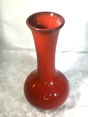 Vintage Blue Mountain Pottery Vase 8.5" Red Flowing Drip Glaze Made in Canada - Image 1 of 4