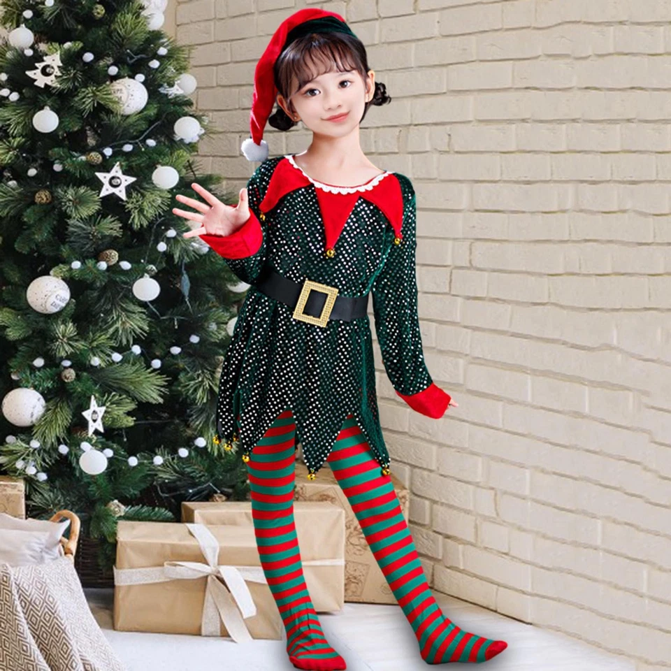 Girls Elf Costume Fairy Cosplay Children Christmas Costume for Kids for Role - Image 1 of 1