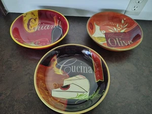 SET OF 3 PIER 1 IMPORTS EARTHENWARE CUCINA AS 9 INCH BOWLS - Picture 1 of 7