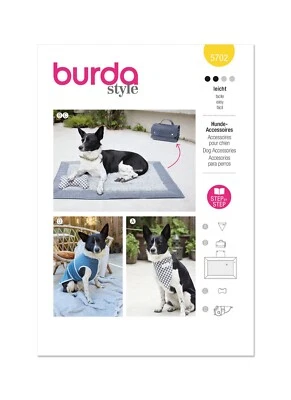 BURDA 5702 DOG COATS ACCESSORIES Sewing Pattern Sizes Small - Large Skill: EASY - Image 1 of 4