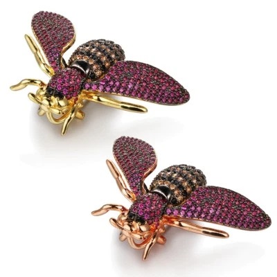 Gold Plated 2.38 Carat CZ Bee Pin Brooch Pendant & Necklace  - Image 1 of 4