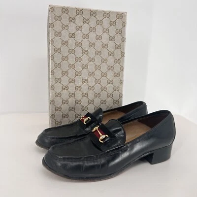 Mocasines Gucci Vintage Negros Horse Bit Convertidos a Tap Zapatos 37.5B Talla 7 LEER Foto 1 de 4