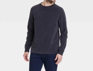 Men's Long Sleeve Textured T-Shirt Soft Goodfellow & Co Dark Gray LARGE - Picture 1 of 4