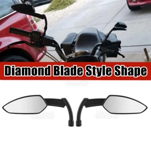 Black 8mm/10mm Spear Scythe Blade Side Mirrors For KAWASAKI Vulcan VN KLR650 KLX - Picture 1 of 11
