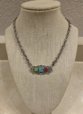Nuevo con etiquetas Collar Ajustable Único de Plata de Ley y Turquesa Barse - Detalle Ornamentado Foto 1 de 4