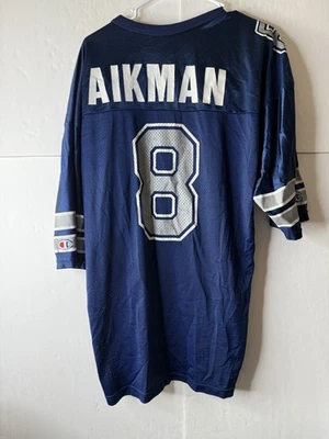 Camiseta deportiva de fútbol americano vintage de los 90 Troy Aikman #8 Dallas Cowboys campeón de la NFL talla 48 Foto 1 de 3