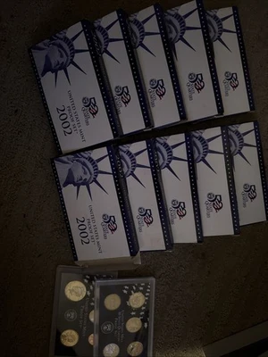 10 X 2002 Proof Sets. Complete and Original in BLUE  mint paper box - Image 1 of 3