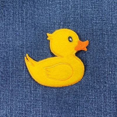 Rubber Duck Applique Patch - Embroidered Ducky Duckie Badge 3" (Iron On) - Image 1 of 2