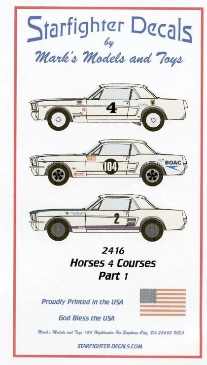 Starfighter Decalcomanie 2416 1/24 1965-67 Ford MUSTANG Gara Auto Parte 1 (Vari - Immagine 1 di 1