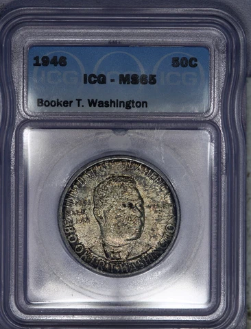 1946 Booker T Washington BTW Half Dollar 50c ICG MS65 Cover