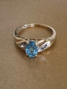 Vintage 10kt gold Blue Sapphire & diamond Ring - Picture 1 of 5
