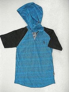 Boys English Laundry $28 Turquoise Short Sleeve Hooded Shirt Sizes 8 - 14/16 - Picture 1 of 3