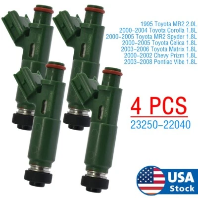 4Pcs Fuel Injectors 23250-22040 For Toyota Celica Corolla Matrix MR2 Spyder 1.8L - Image 1 of 4