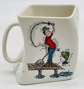 White Fishing Coffee Mug Cup Overcasting 1992 - Picture 1 of 6